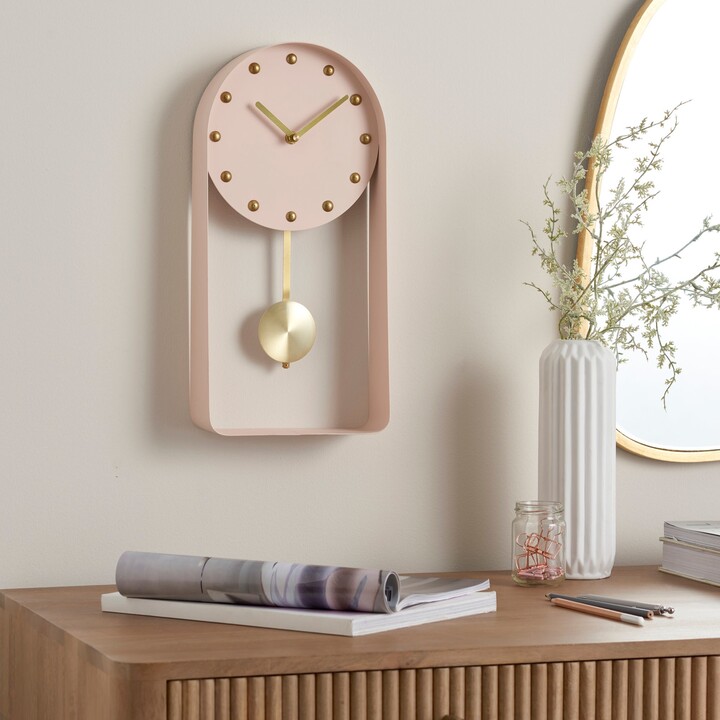 Dunelm Metal Pendulum Clock Pink ShopStyle
