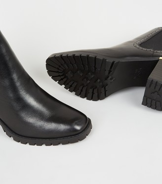New Look Leather Chunky Heeled Brogue Boots