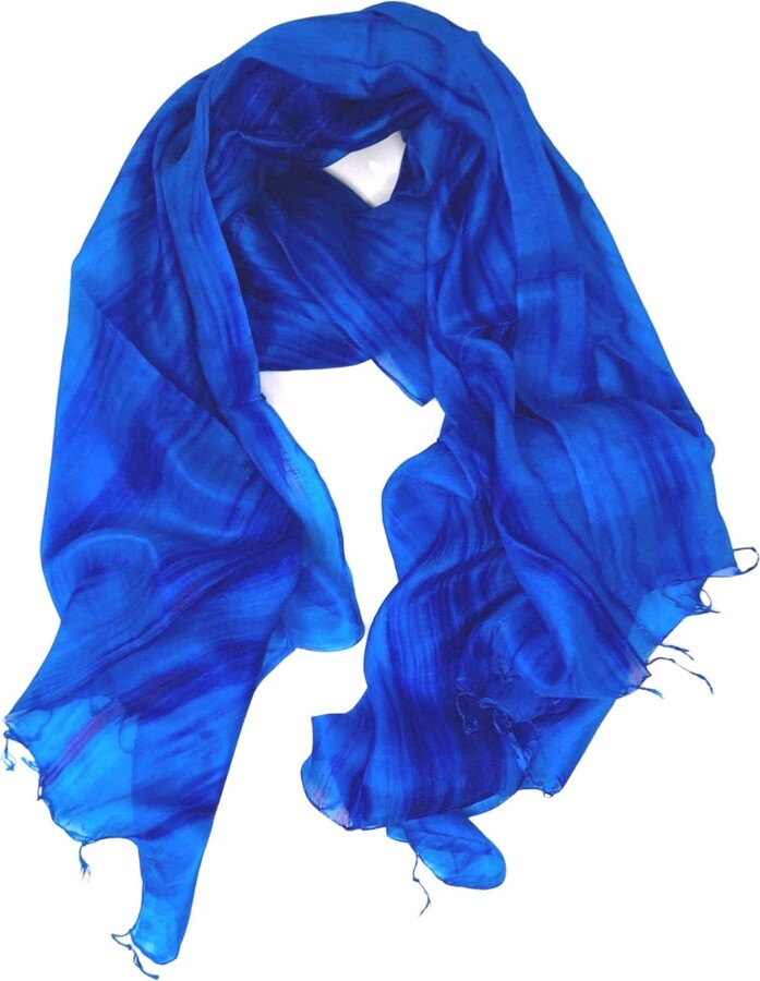 Millie Boo Blue Scarf 100% Pure Silk Scarf Woman's Scarves Shawl