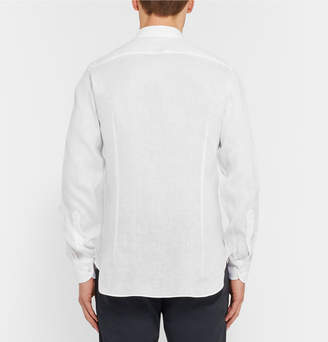 Caruso Slim-Fit Grandad-Collar Slub Linen Shirt