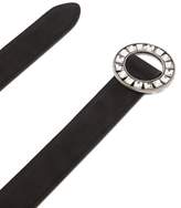 Thumbnail for your product : Saint Laurent Crystal-embellished Buckle Suede Belt - Womens - Black