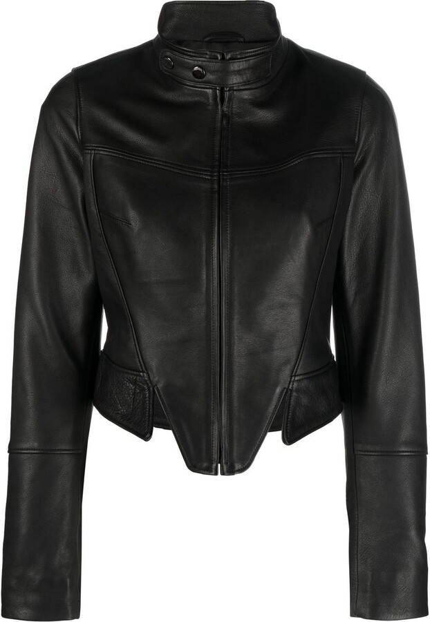 Manokhi Misha cropped leather jacket - ShopStyle