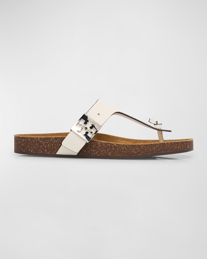 Tory Burch Mellow Leather Buckle Thong Sandals