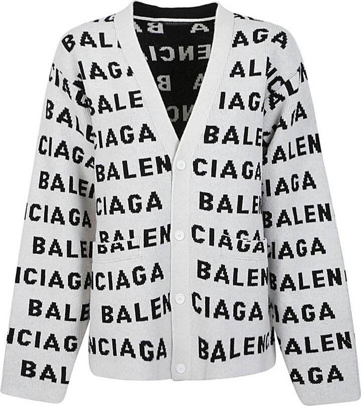 Balenciaga Lame Logo Jacquard Knit Sweater Second Hand / Selling