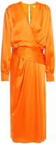 Thumbnail for your product : Jonathan Simkhai Wrap-effect Pleated Satin-crepe Midi Dress