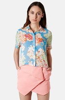 Thumbnail for your product : Topshop 'Zoe' Floral Print Short Sleeve Blouse