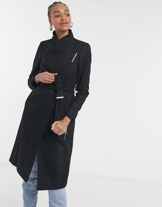 black midi wool coat