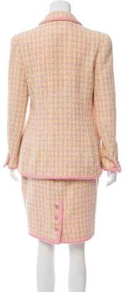 Chanel Velvet-Trimmed Tweed Skirt Suit
