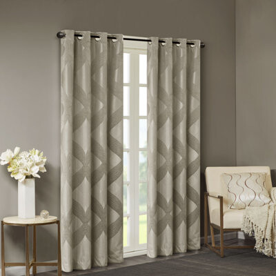 Rosdorf Park Sunsmart Ogee Knitted Jacquard Blackout Curtain Panel