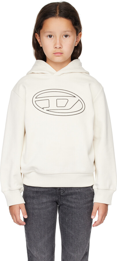 Diesel Kids White Oval D Hoodie