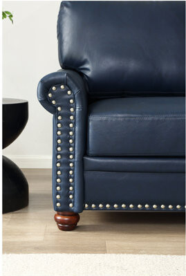 Latitude Run Living Room Sofa With Storage Sofa 2+3 Sectional Navy Blue Faux Leather