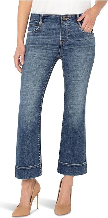 Liverpool Los Angeles Gia Glider Mid-Rise Pull-On Flare Jeans w/ Wide Hem Women's Jeans Amana : 4 27, Cotton/Denim/Polyester