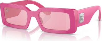 DOLCE&GABBANA DG4438F Fleur Pink - Female Luxury Sunglasses, Pink Dark  Mirror Red Lens