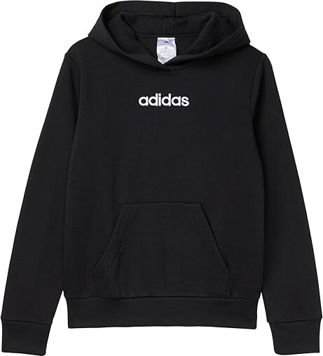 Adidas Originals Kids Essential Linear Embroidered Fleece Hooded Pullover (Big Kid) Boy's Sweatshirt Black Adi : LG (14-16 Big Kids)
