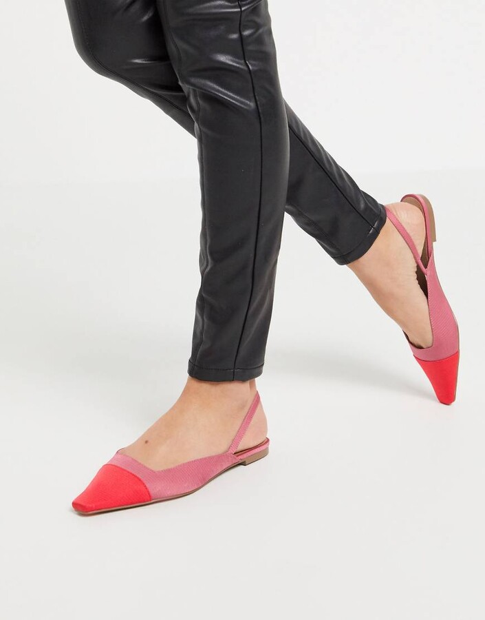 red flat slingbacks