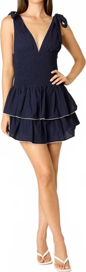 Cotton Candy Sweet Ties Dress In Navy