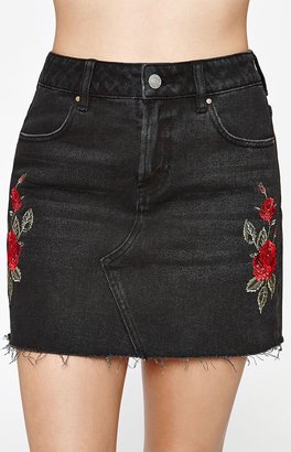 PacSun Rose Embroidered Black Skirt