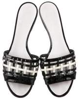 Thumbnail for your product : Chanel CC Woven Patent Leather Slides