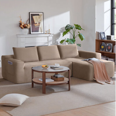 POEM PANDA 97” L-shaped Modular Sectional Sofa, Cloud Couch With Oversized Chaise Lounge, Deep Seat Boneless Memory Foam Couches For Living Room,no Assembly Requ