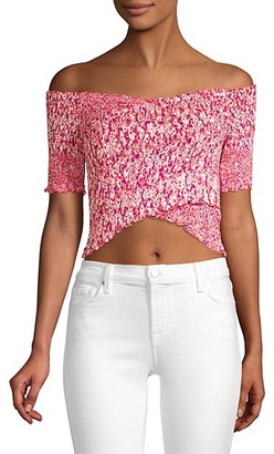black off the shoulder smocked top