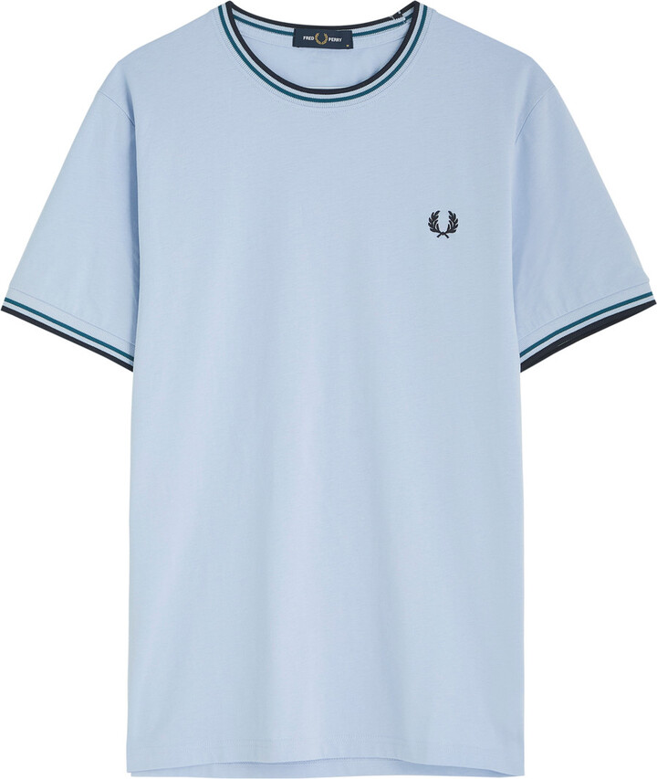 Fred Perry Stripe-trimmed Logo Cotton T-shirt