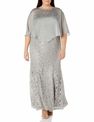 ignite evenings sequin lace capelet gown