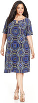 Thumbnail for your product : London Times Plus Size Tribal-Print Shift