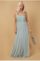 Thumbnail for your product : Little Mistress Bridesmaid Aida Mint Floral Embellished Maxi Dress