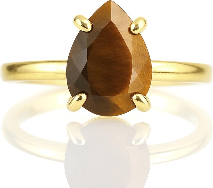 Etsy Tiger Eye Ring Stackable Solitaire Bridal Ring Solid Gold Custom 14K Engagement
