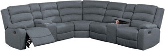 Benjara Rexy L Shape Sofa, 3Pc Manual Reclining Sectional, Burlap