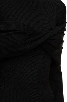 AZ Factory Rib Knit Midi Dress W/ Shoulder Wrap