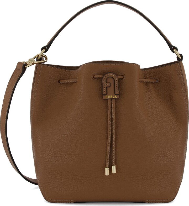 Furla Small Danae Leather Bucket Bag in Brown