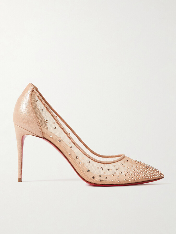 Christian Louboutin Kate 85 Glittered Leather Pumps