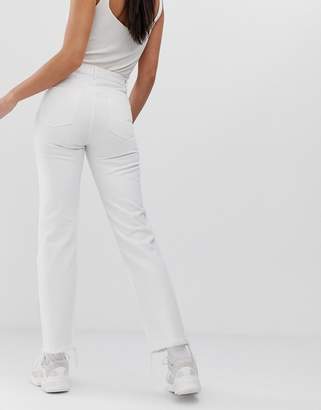 ASOS Tall DESIGN Tall Florence authentic straight leg jeans in bone chalky white