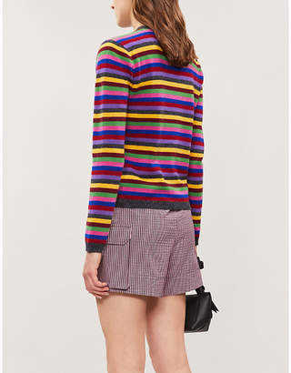 Ganni Embellished striped cashmere-knit jumper
