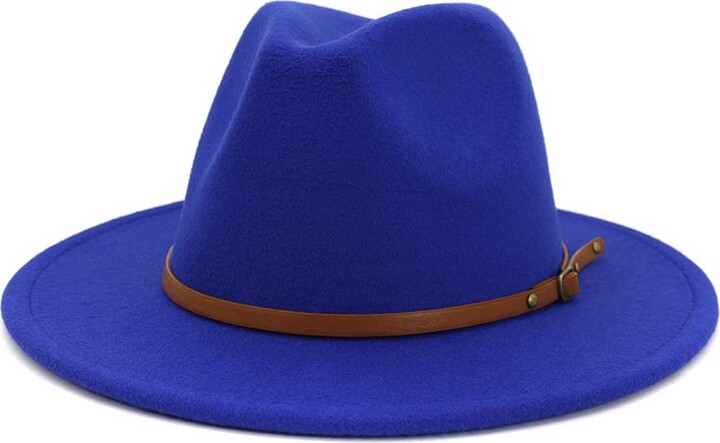 Gossifan Women Wide Brim Fedora Hats for Fashion Belts Unisex Felt Hat ...