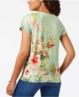 Thumbnail for your product : Alfred Dunner Parrot Cay Parrot-Print Front-Tie Top