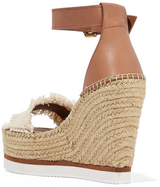 See by Chloe Leather And Canvas Espadrille Wedge Sandals - White