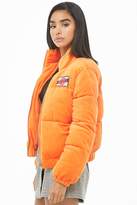 Thumbnail for your product : Forever 21 Thrills Patch Velour Puffer Jacket