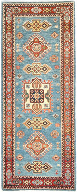 ADMINRUGS One-of-a-Kind Blue Tribal 2X6 Oriental Area Rug