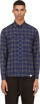 Thumbnail for your product : White Mountaineering Navy Plaid Shirt