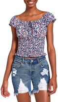 Thumbnail for your product : Steve Madden Floral Peasant Top Navy Multi