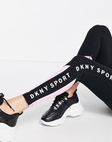 Thumbnail for your product : DKNY high waisted leggings with side logo in black