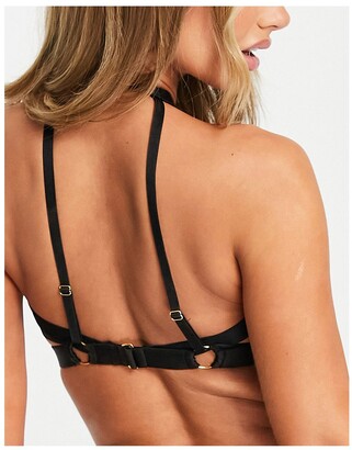 Hunkemoller Minx strapping and bow detail harness bralette in black -  ShopStyle Bras