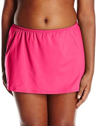 24th & Ocean Women's Plus-Size Solid Skirted Bikini Bottom