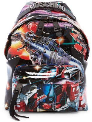 Moschino Small Transformers Printed Leather Backpack