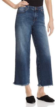 Eileen Fisher Frayed Wide-Leg Ankle Jeans in Aged Indigo