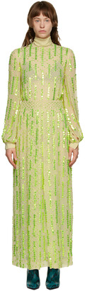 Dries Van Noten Green Chiffon Long Dress