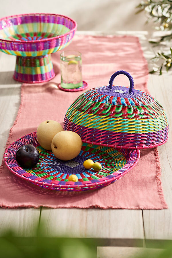 Colorful Woven Food Cover + Tray Set at Terrain
