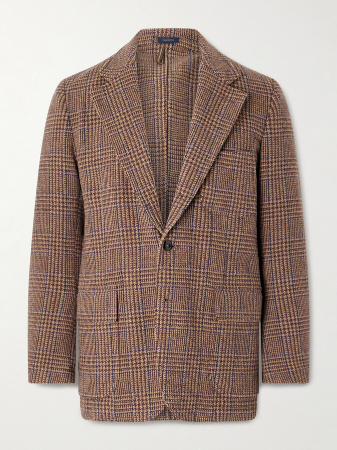 Drakes Mk. VII Games Unstructured Prince of Wales Checked Virgin Wool Blazer